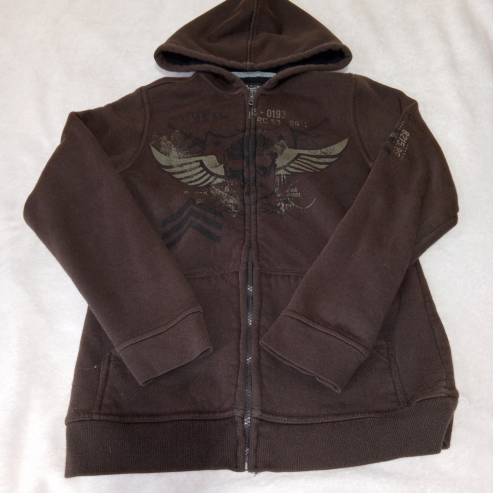 HELIX Boys Sherpa Lined Full Zip Hoodie Size Large Grunge Skater Punk